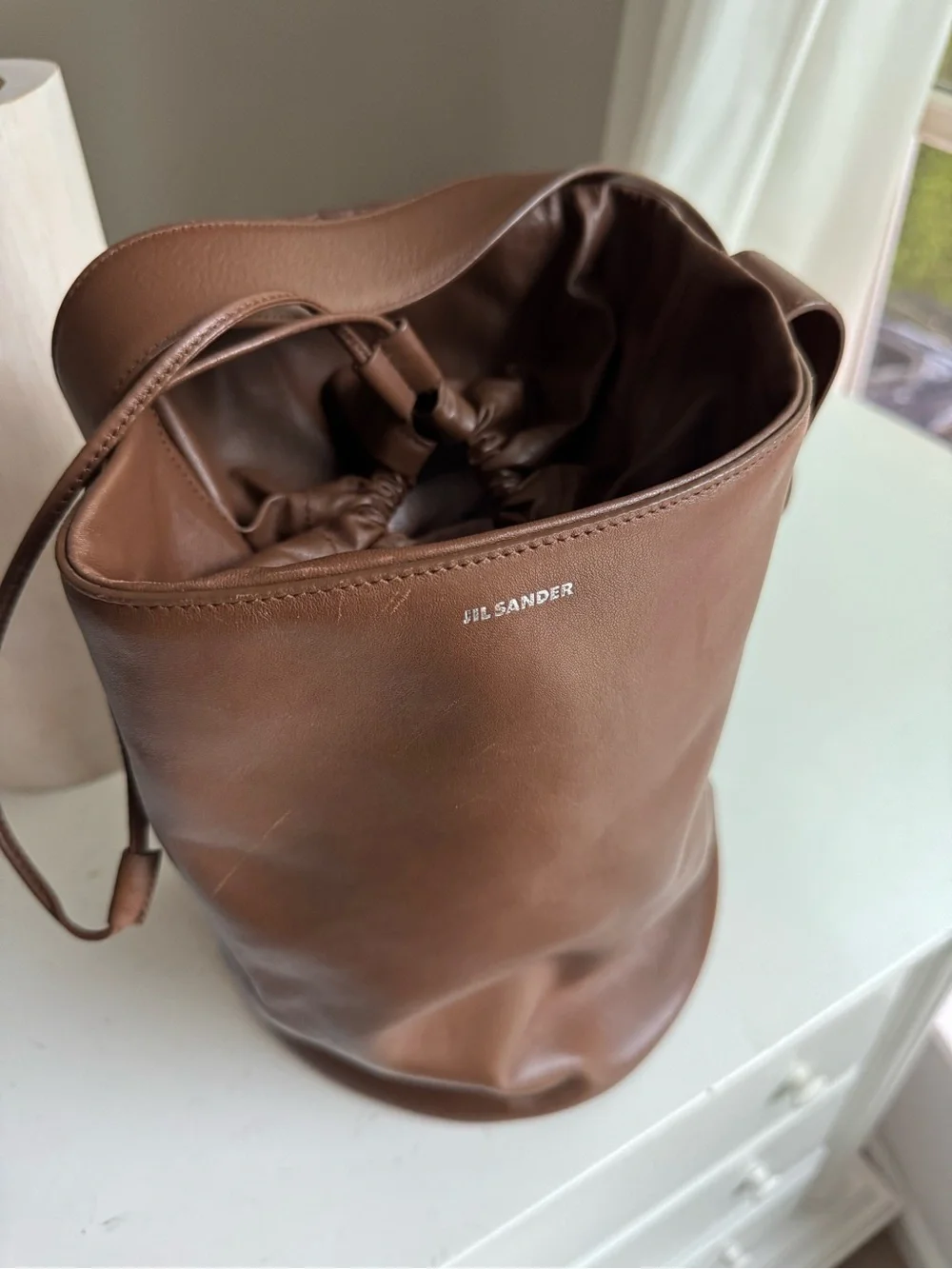 Jil Sander Brown Leather Bucket Bag
